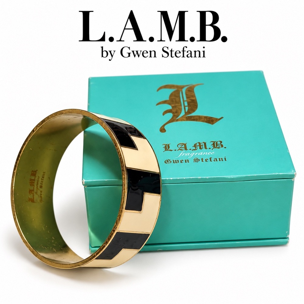 L.A.M.B. Black Cream Enamel Bangle Bracelet